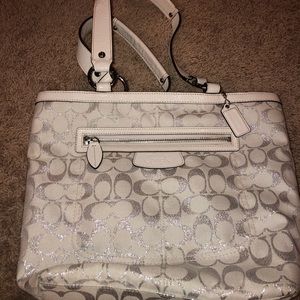 Sliver and White Coach purse